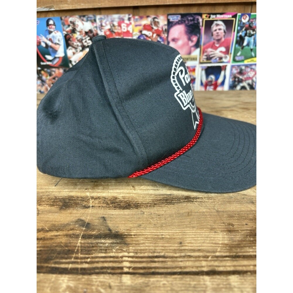Retro Pabst Blue Ribbon Beer Ball Cap Snapback Outdoor Caps Navy With Red Rope - Picture 3 of 5